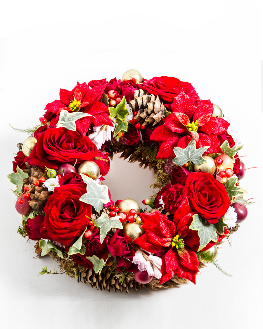 Christmas Wreath with Flowers